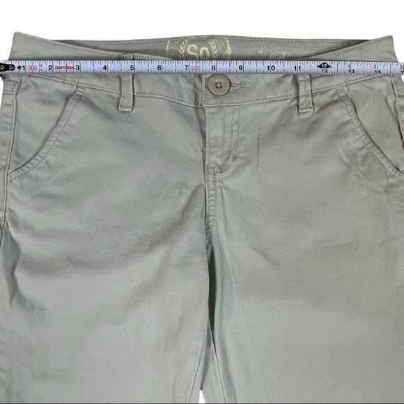 SO size 3 bootcut khaki pants wide leg button flap pockets. Great used condition - Picture 8 of 13